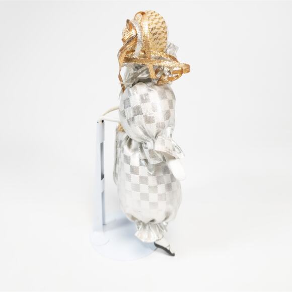 Victoria Impex Jester Harlequin Porcelain Face Hand Legs Doll White Checker - Picture 2 of 7